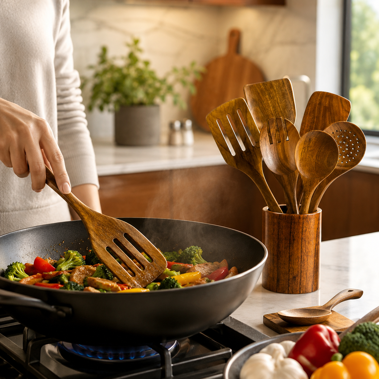 Set de 9 Cuillères en Bois pour Cuisine | Wokora