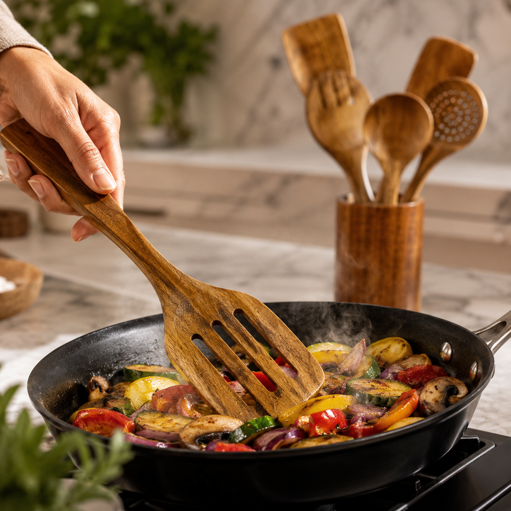 Set de 9 Cuillères en Bois pour Cuisine | Wokora