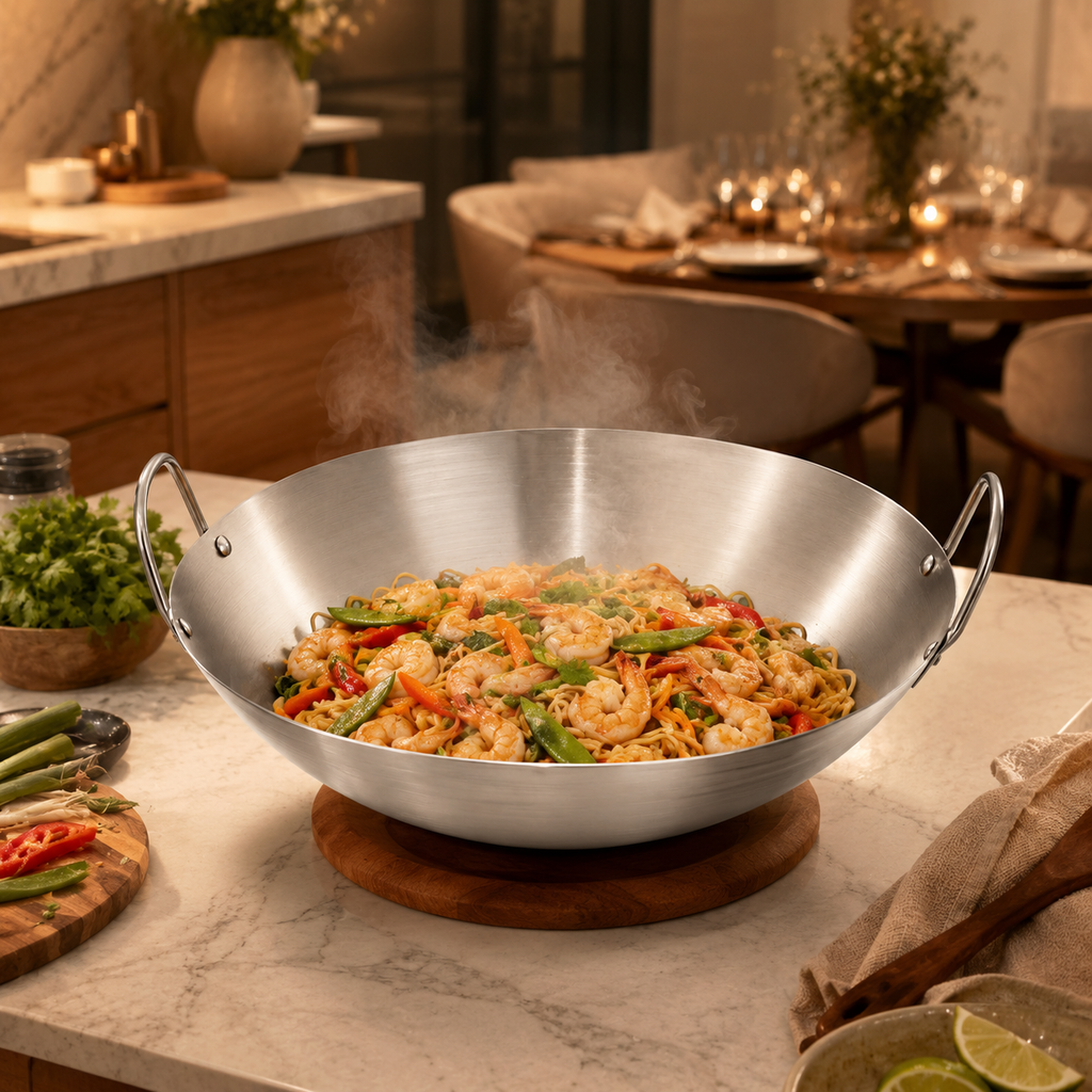 Wok Inox Sans Revêtement – Double Poignée | Wokora