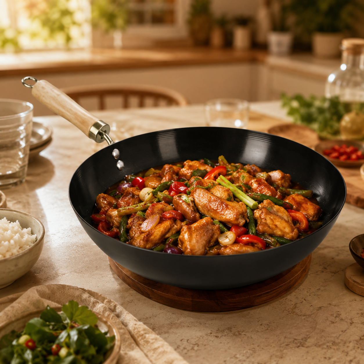 Wok en acier à fond plat – Wokora