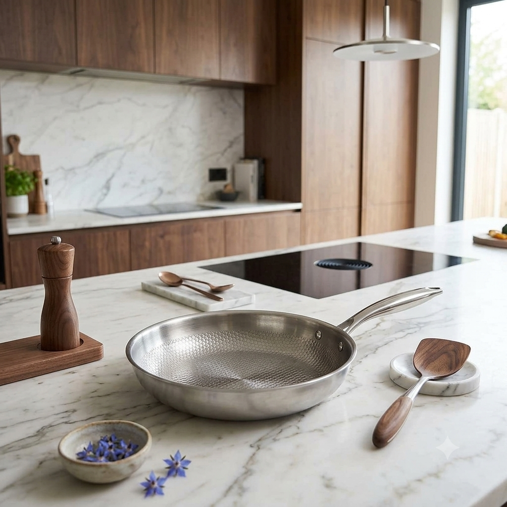 Wok Titane Premium Wokora dans une cuisine moderne - design élégant compatible tous feux