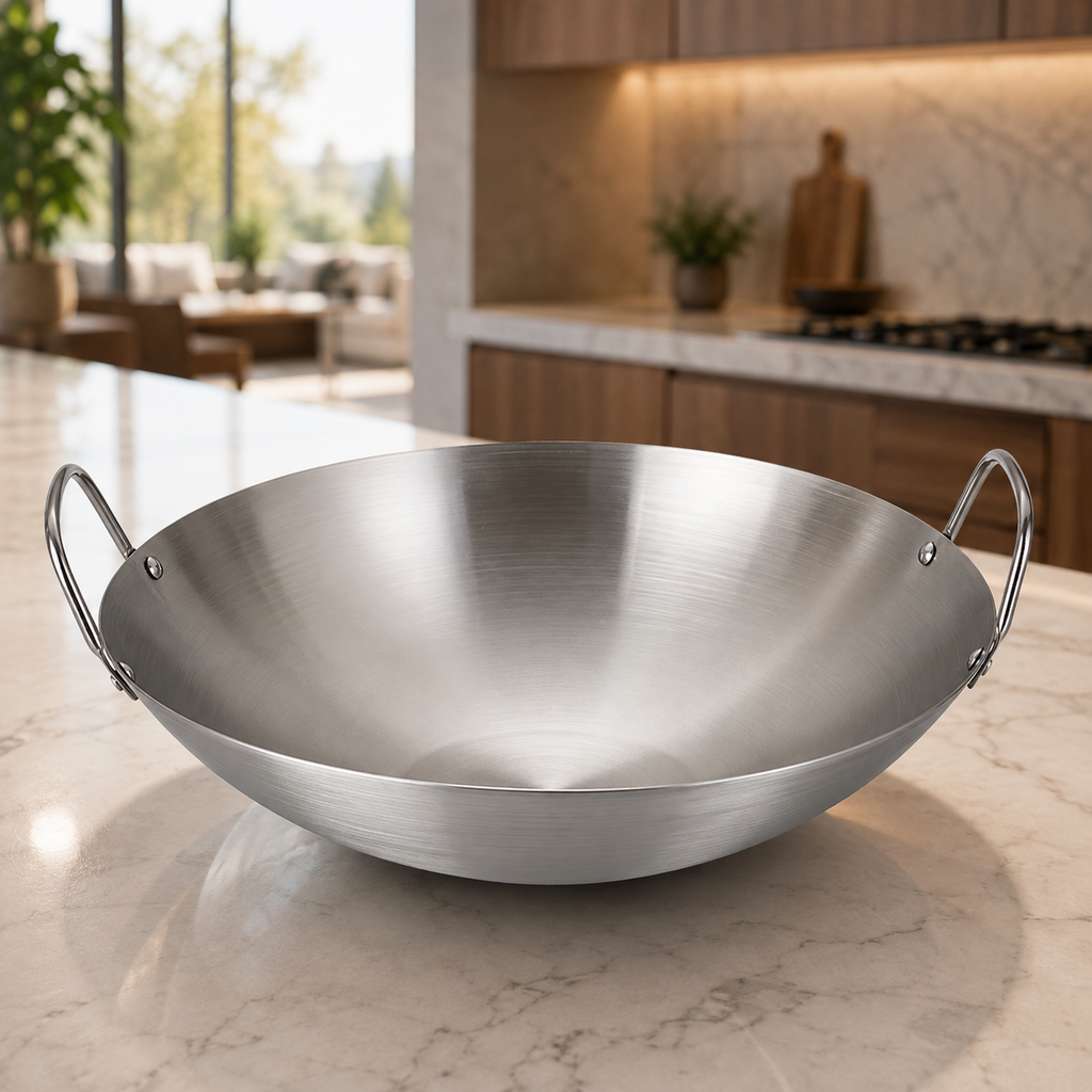 Wok Inox Sans Revêtement – Double Poignée | Wokora