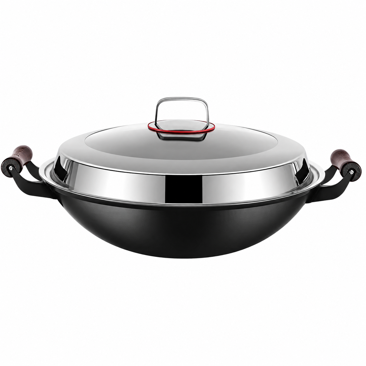 Wok en fer - Double poignée - Couvercle inclus  Wokora