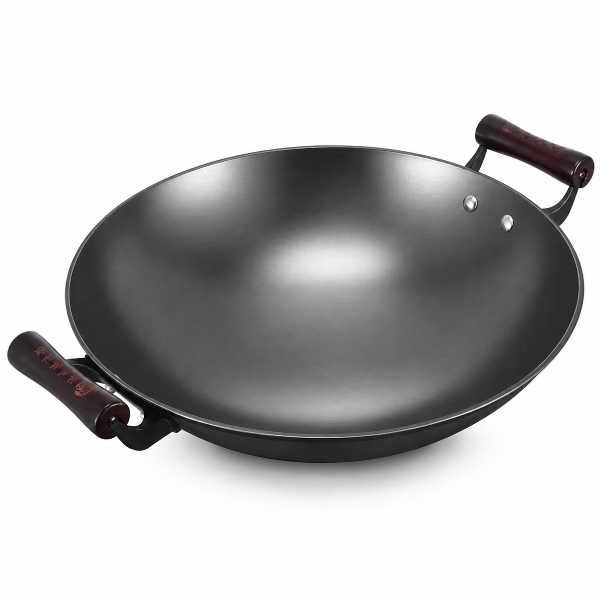 Wok en fer - Double poignée - Couvercle inclus  Wokora