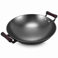 Wok en fer - Double poignée - Couvercle inclus  Wokora