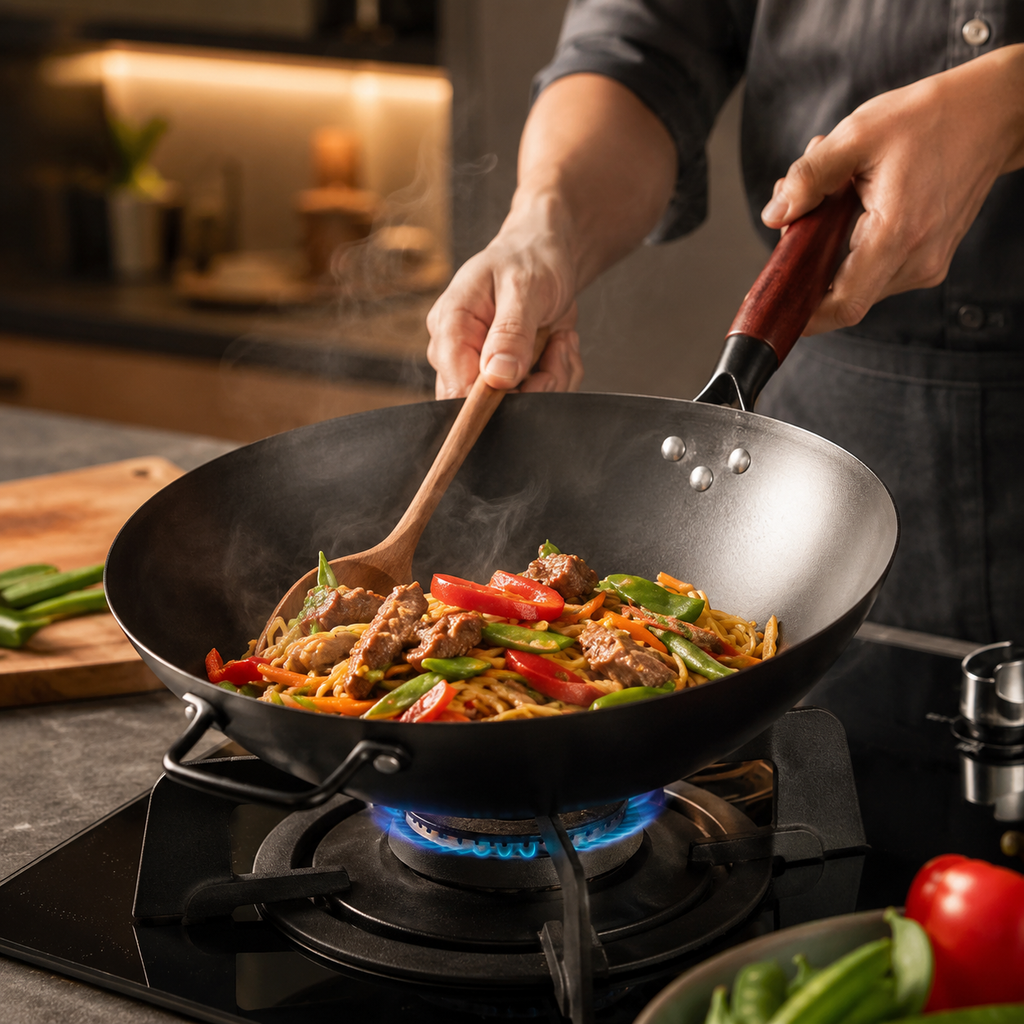 Wok en fonte brut traditionnel - Wokora