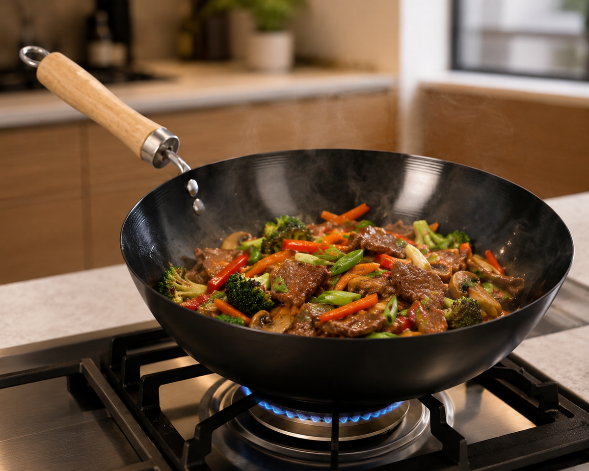 Wok en acier à fond plat – Wokora