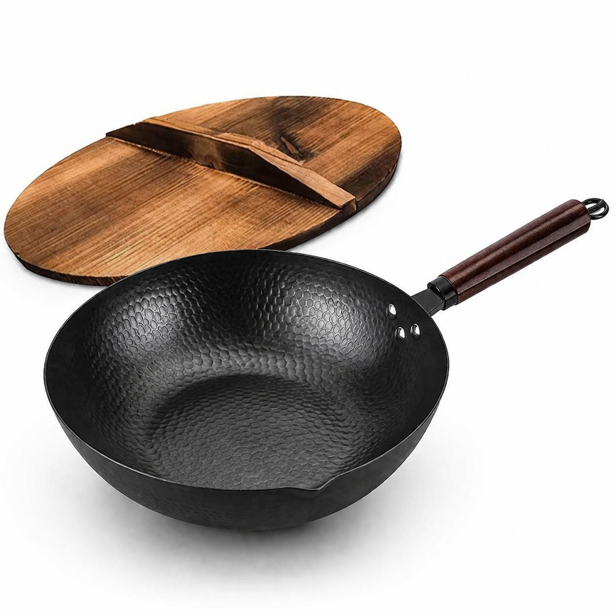 Wok acier carbone avec couvercle - Wokora