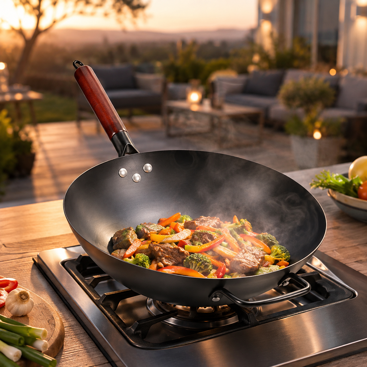 Wok en fonte brut traditionnel - Wokora